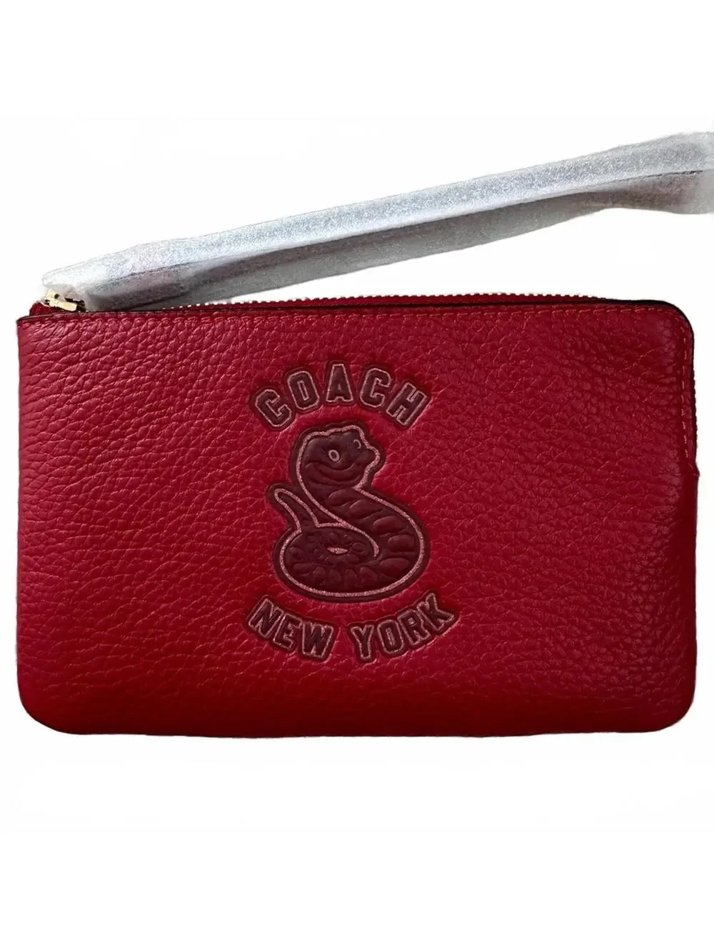 Coach Lunar New Year Corner Zip Wristlet With Snake Graphic NWT Red - Picture 5 of 9